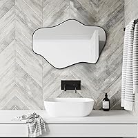 Vista 3 de Espejo de pared irregular, espejos asimétricos de 21 x 14 pulgadas, espejo moderno sin marco para pared, espejos de forma única para sala de estar