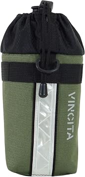Vincita Voyage Insulated Bike Stem Bag Water Bottle & Snack Holder for Folding Bikes Brompton/Dahon/Tern, One-Hand Drawstring, Flat Back Design, 0.75L1L, Green, Medium