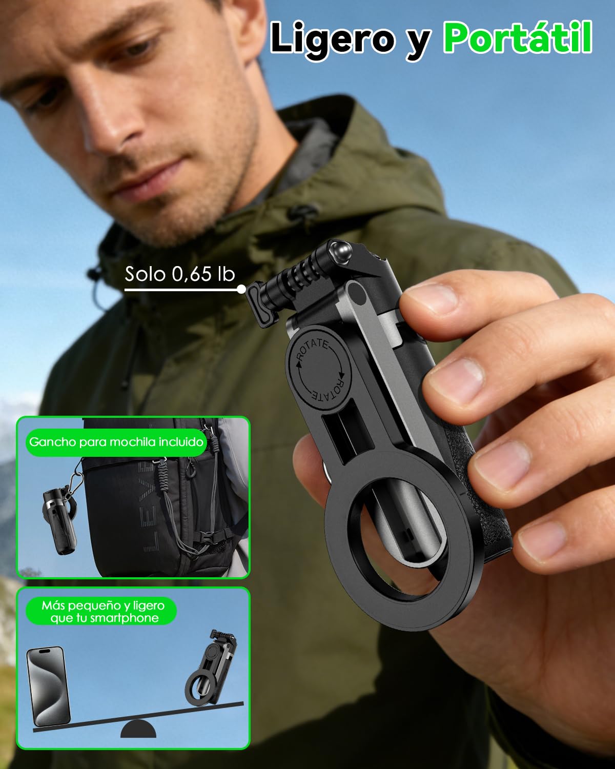 CloudValley trípode magnético multifuncional para selfie y vlog, soporte portátil de bolsillo compatible con MagSafe para iPhone/Android