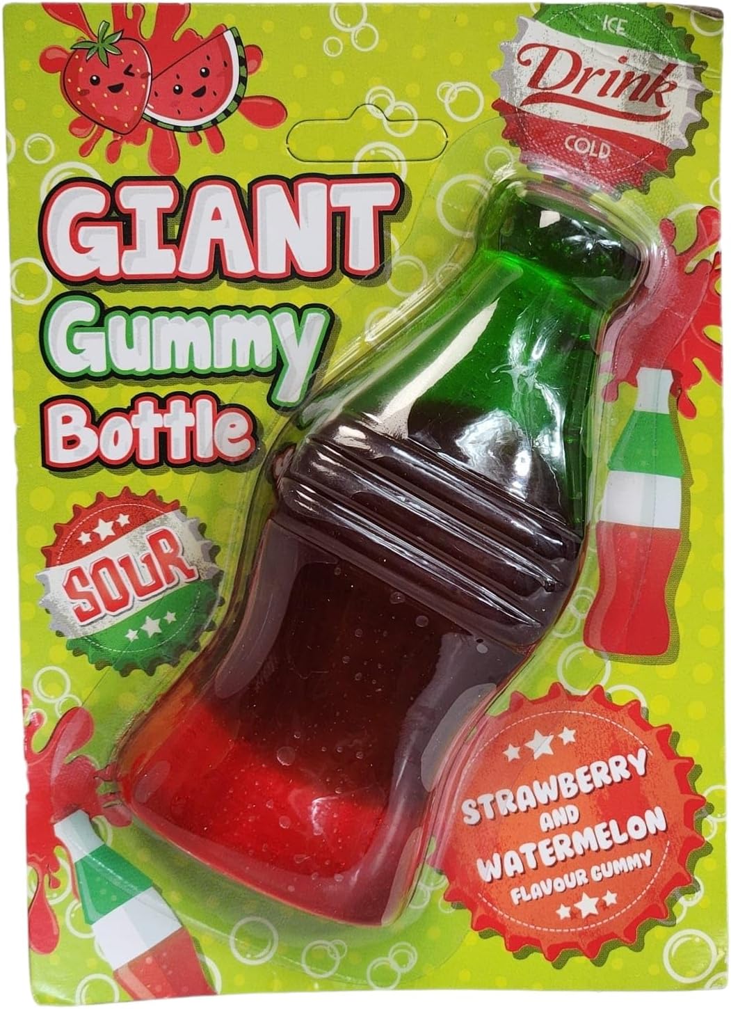 Giant Gummy Novelty Sweets Flavored Gummy Jelly Gift Pack (Giant Bottle Strawberry-Watermelon)