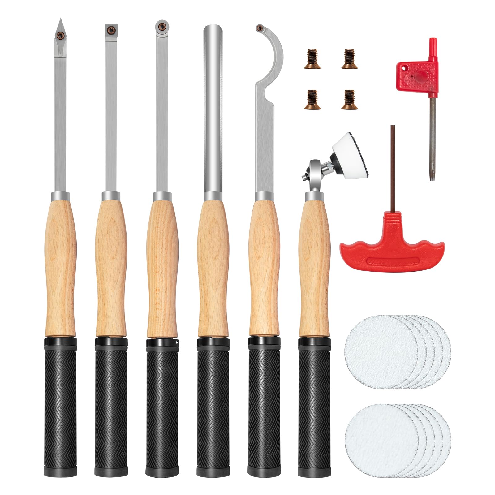 46.5cm Outils de tournage du bois, outils de tournage en carbure en forme de diamant avec ponceuse à bol, pour les amateurs de bois