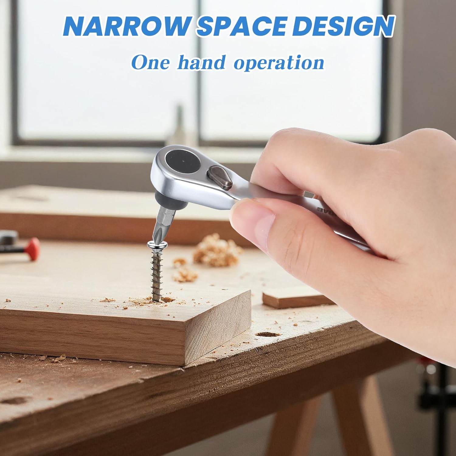 1/4 Inch Bit Ratchet, Drive Micro Ratcheting Bit Driver, 72-Tooth Mini Ratchet Screwdriver, 90 Degree Right Angle Pocket Angled Screwdriver for Tight Spaces