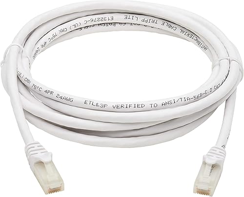 Tripp Lite, Safe-IT, cable Ethernet Cat6a, resistente a las bacterias, certificado 10G Snagless, UTP (RJ45 M/M), blanco, 14 pies/13.9 ft, garantía