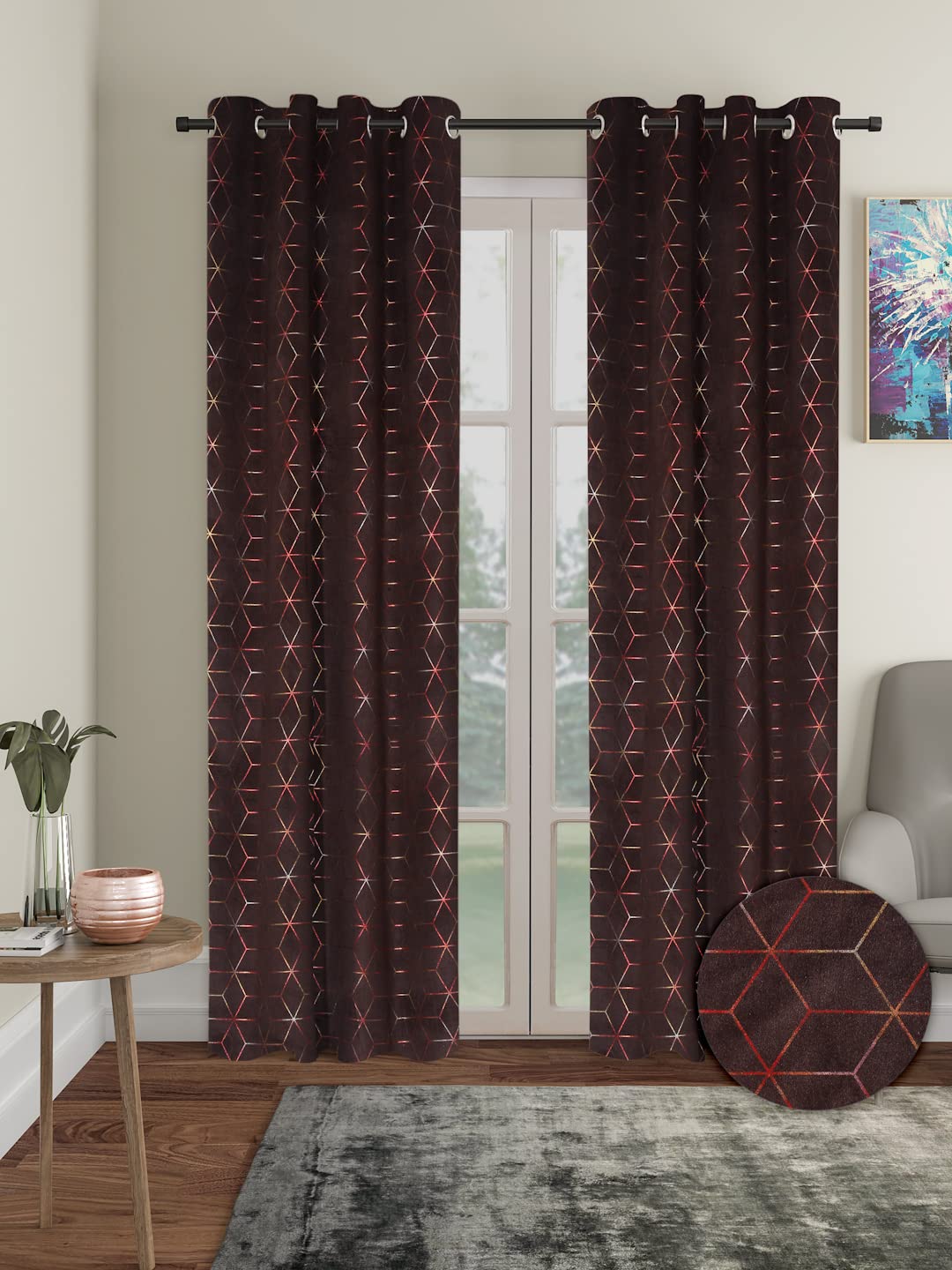 VORHANG Velvet Foil Curtains | Door - 7 Feet | Pack of 2 | Bedroom Living Room Kids Room | Blackout Door Curtain | Brown (B0C9257B4G) Amazon Price History, Amazon Price Tracker