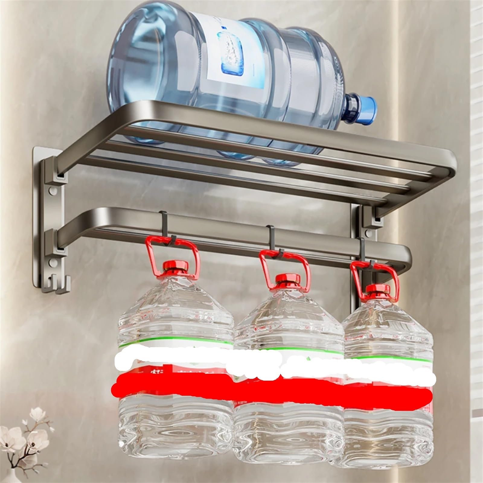 Self-Adhesive Towel Rack Shower Hanger Rail Gray Aluminum Shelves Holder Pole Bar Hook No Drilling Toilet Bathroom Accessories Para Baño y Cocina(TR-V9-40cm)