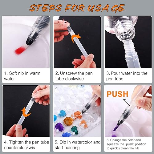 Miniatura 4 de AROIC Juego de pintura de acuarela de 48 colores, pintura de agua lavable con pinceles de agua recargables, kit de arte de viaje para niños,