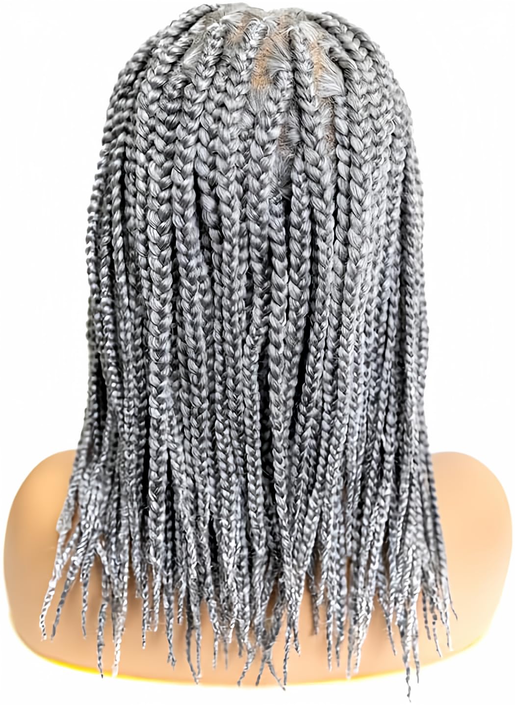 PIB 12" Single Full Lace Knotless Box Braid Wig Square Parted Braided Wigs for Black Women with Natural Baby Hair (51, Gray)