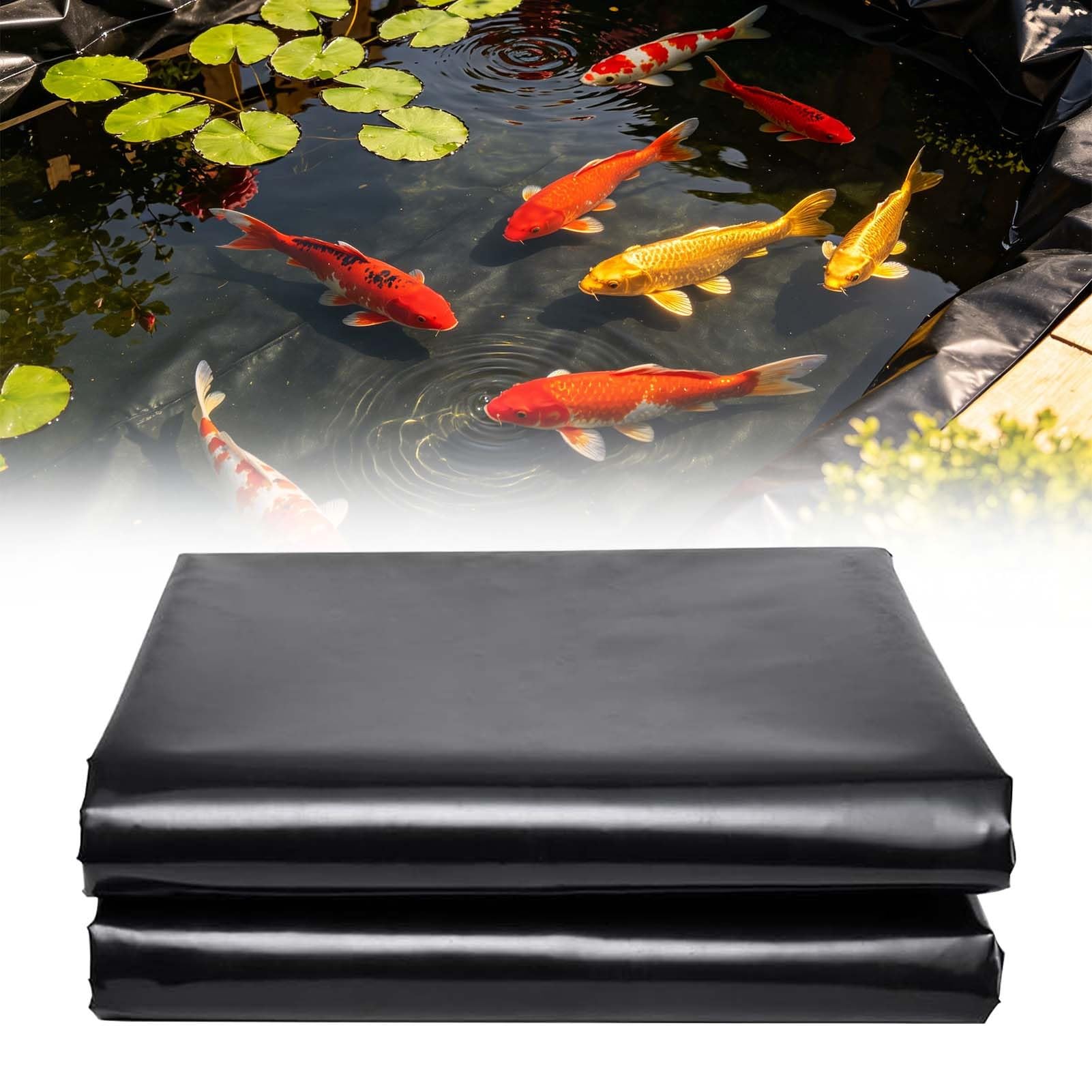 Whnoorher Fish Pond Liner Black Rubber Koi Pond Liners 4x4m 4x5m 5x8m UV Resistant Preformed Ponds Liner Flexible Impermeable Sealing Film Damp for Garden Landscape(7x8m(23x26.2ft))