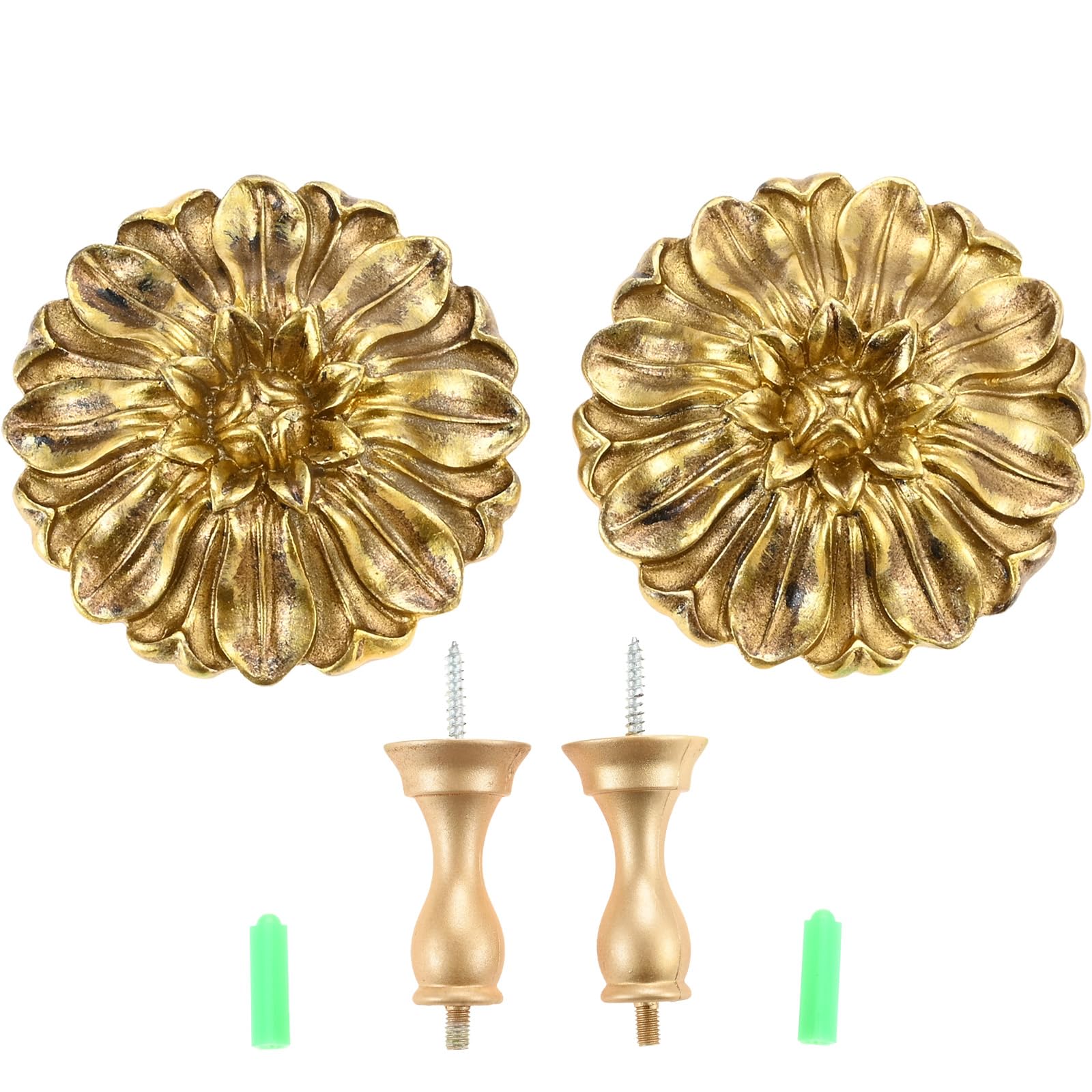 Hicello Gold Pair Of Curtain Tiebacks, Daisy Curtain Holdbacks, Vintage Tie Back Holder, Antique Wall Hooks French Style Drapery Holder