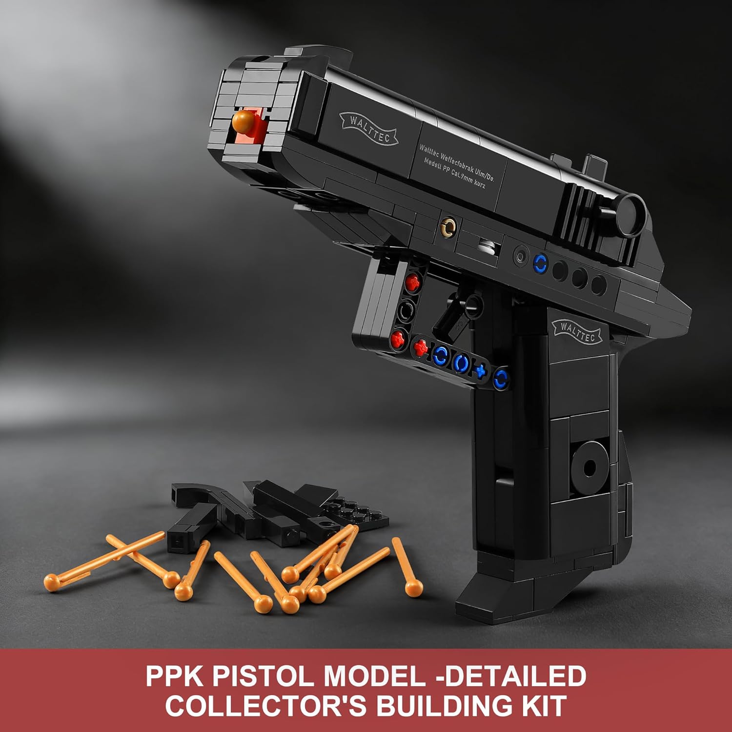 Walther PPK & MAC-10 Building Blocks Gun Sets Compatible with Lego, Featuring 2 Guns Models, Gift Ideas for Military Fans, Kids 8+ & Adults
