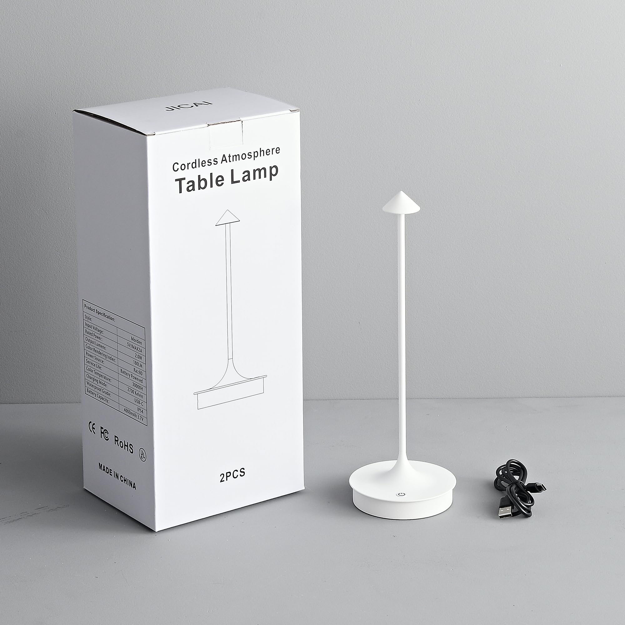 Hikyskin Lámpara de Mesa Inalámbrica LED Lámpara de Mesa Recargable Lámpara de Mesa de Pilas 4000mAh Lámpara de Mesa Exterior Portatil Lámparas Para Mesa de Restaurante/Bar/Recamara