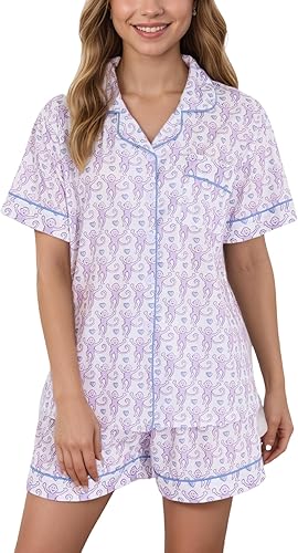 HMPEAIIY Women Y2k Pajamas Set Cute Preppy 2PCS Button Down Holiday Monkey Shorts Summer Outfit Beach Vacation Loungewear PJs - 70% off