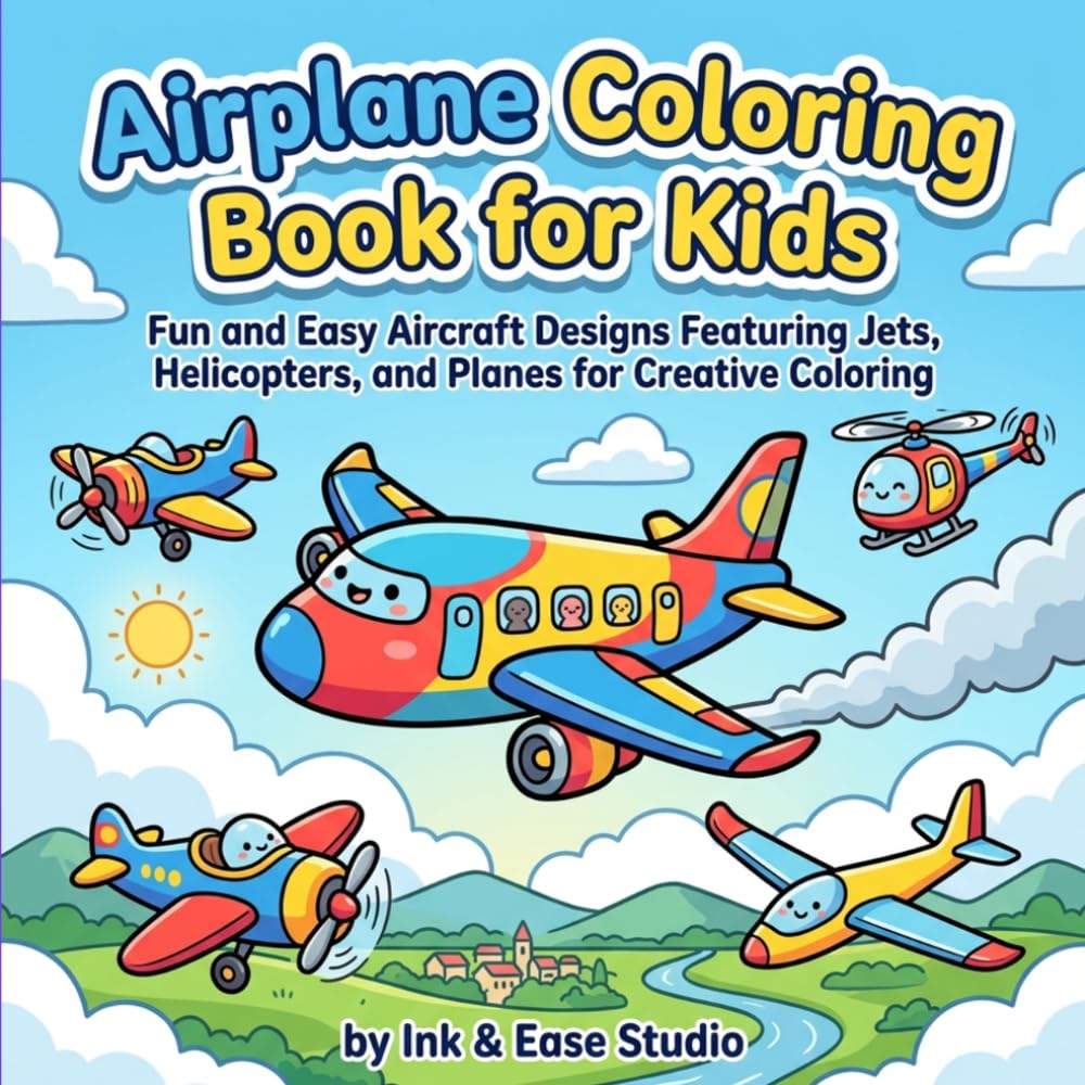 Airplane Coloring Book for Kids: Fun and Easy Aircraft Designs Featuring Jets, Helicopters, and Planes for Creative Coloring (The Perfect Gift for Coloring Lovers)