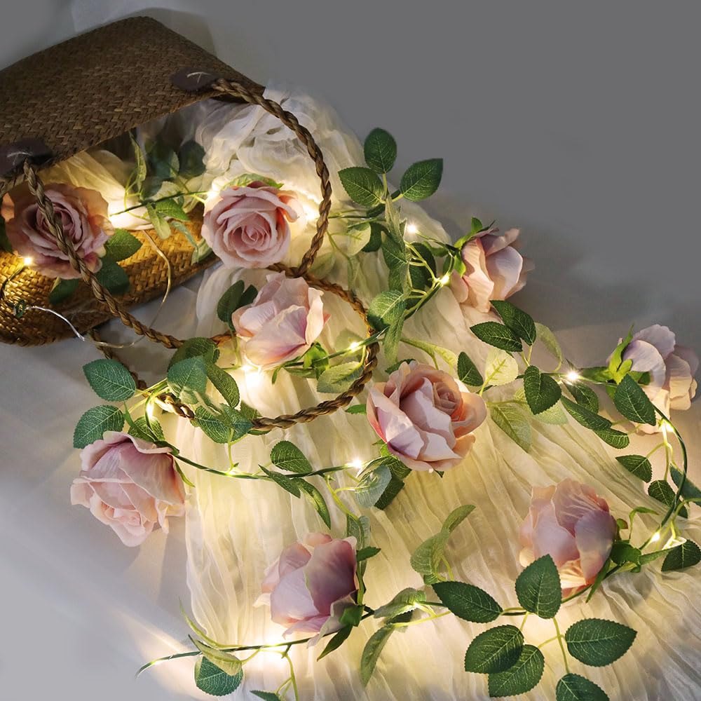 Amazon.com: GUOCHENG Vintage Rose Garland Light 2m Artificial