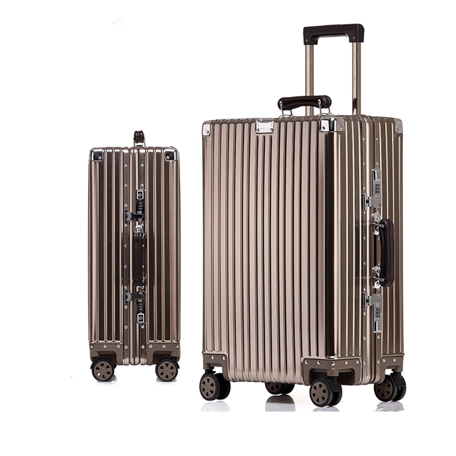 Giiyoew Gold Aluminium Suitcase Large Silver Suitcase Cabin Suitcase Hand Luggage Suitcase With Spinner Wheels Tsa Combination Lock,,20In