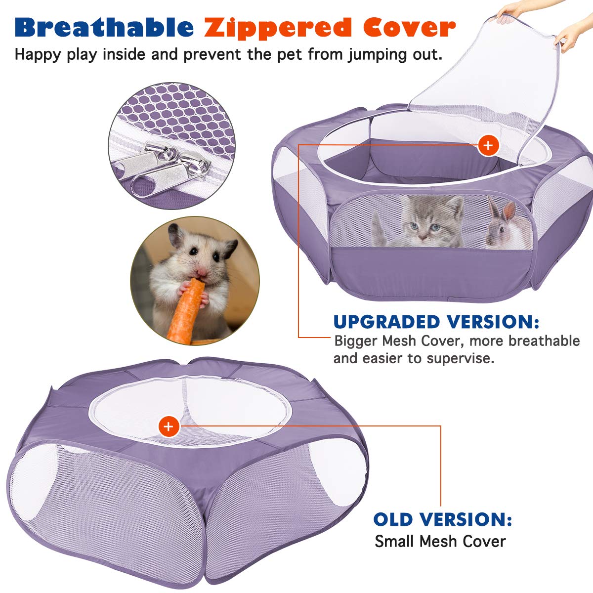 VavoPaw Haustier Laufstall - Atmungsaktives Katzenzelt 99x99x48cm Für Innen/Außen