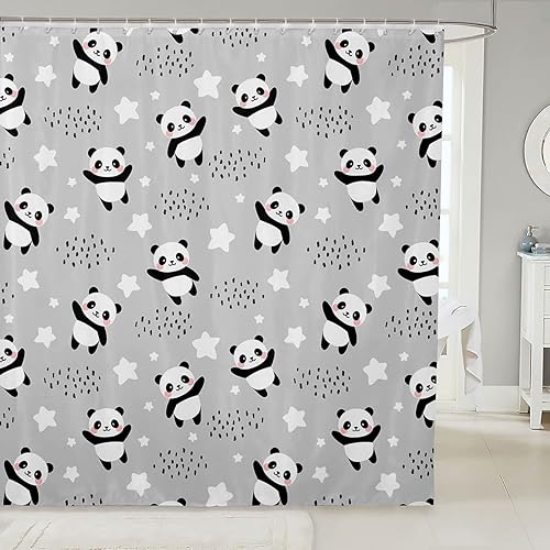 Miniatura 8 de Homewish Cortina de ducha con diseño de rana verde, juego de cortina de ducha para niños y adultos, diseño de animales kawaii con dibujos animados,