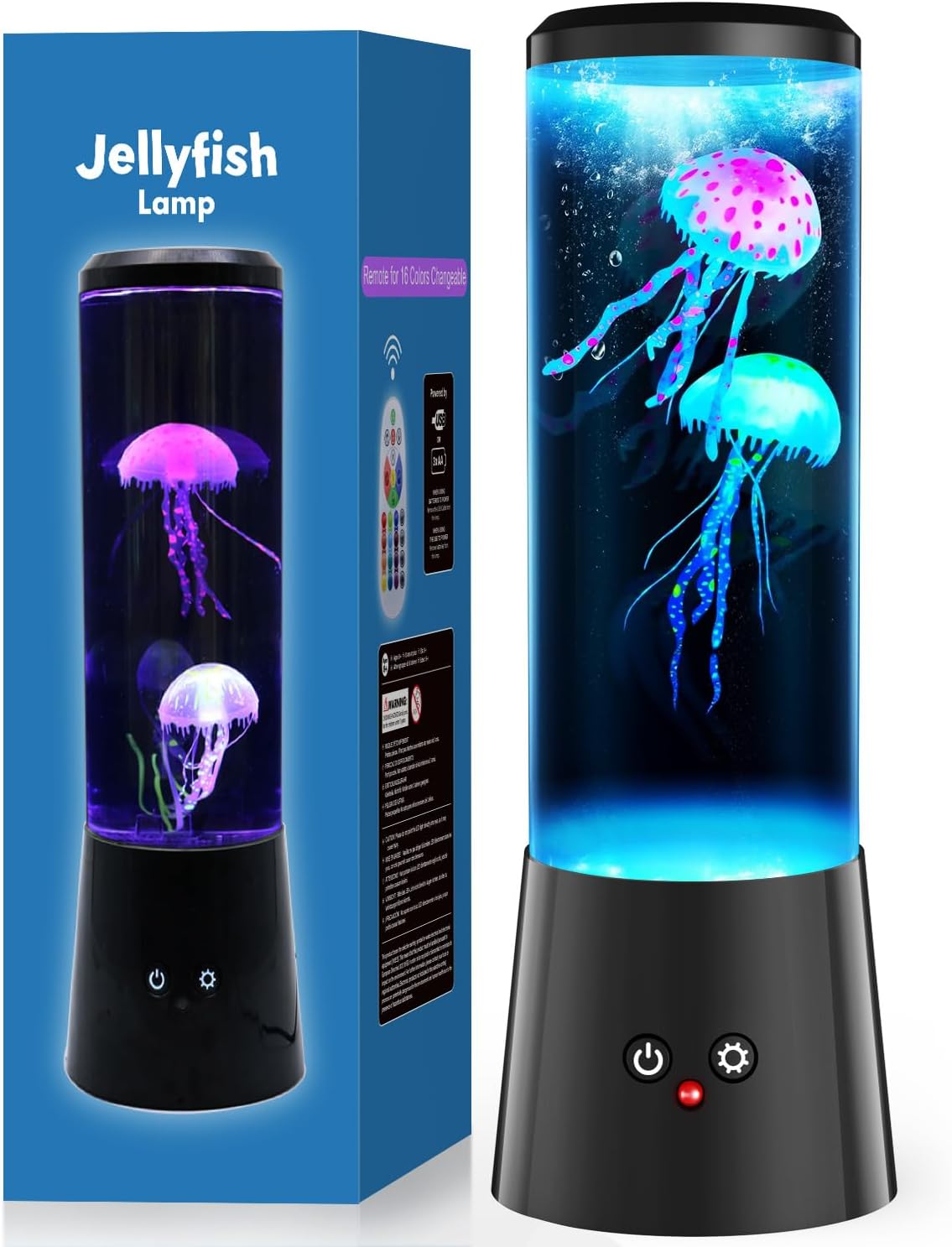 Jellyfish Lamp with Remote, Dimmable Ocean Night Light for Kids - Soothing Color Changing Mood Light for Adult Anxiety Relief, Unique Gift for Bedroom, Gaming Room Decor