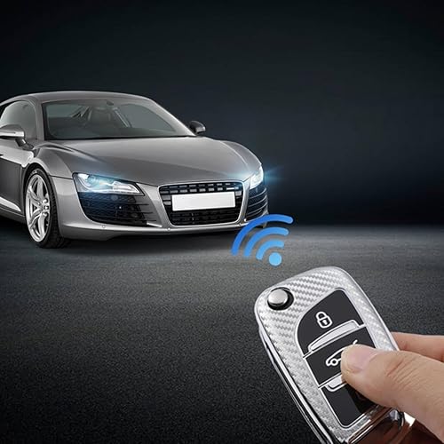 Miniatura 5 de POCHY Funda para llavero para Peugeot para Citroen C1 C2 C3 C4 C5 Ds3 Ds4 Ds5 Ds6 Tpu Fibra de carbono Car Flip Key Cover Case Bag Holder Llavero