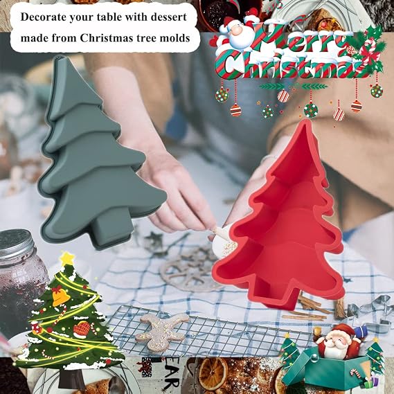 Christmas Tree Silicone Molds for Cake,Cute Cupcake Molds,Non-Stick Baking Molds,Biscuit Christmas Tree Snowflake Bells Gummy Baking DIY Tools,Holiday New Year Party Gift for Kids Teens