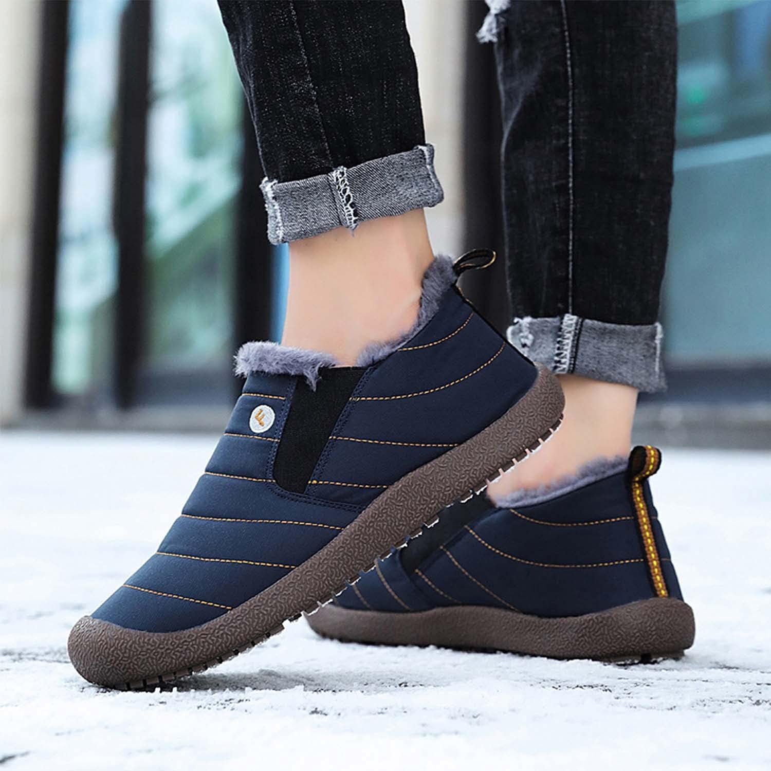 Meidiastra Women's Men's Snow Boots Winter Warm Fur Lined Ankle Booties Outdoor Anti- Slip Snow Sneakers