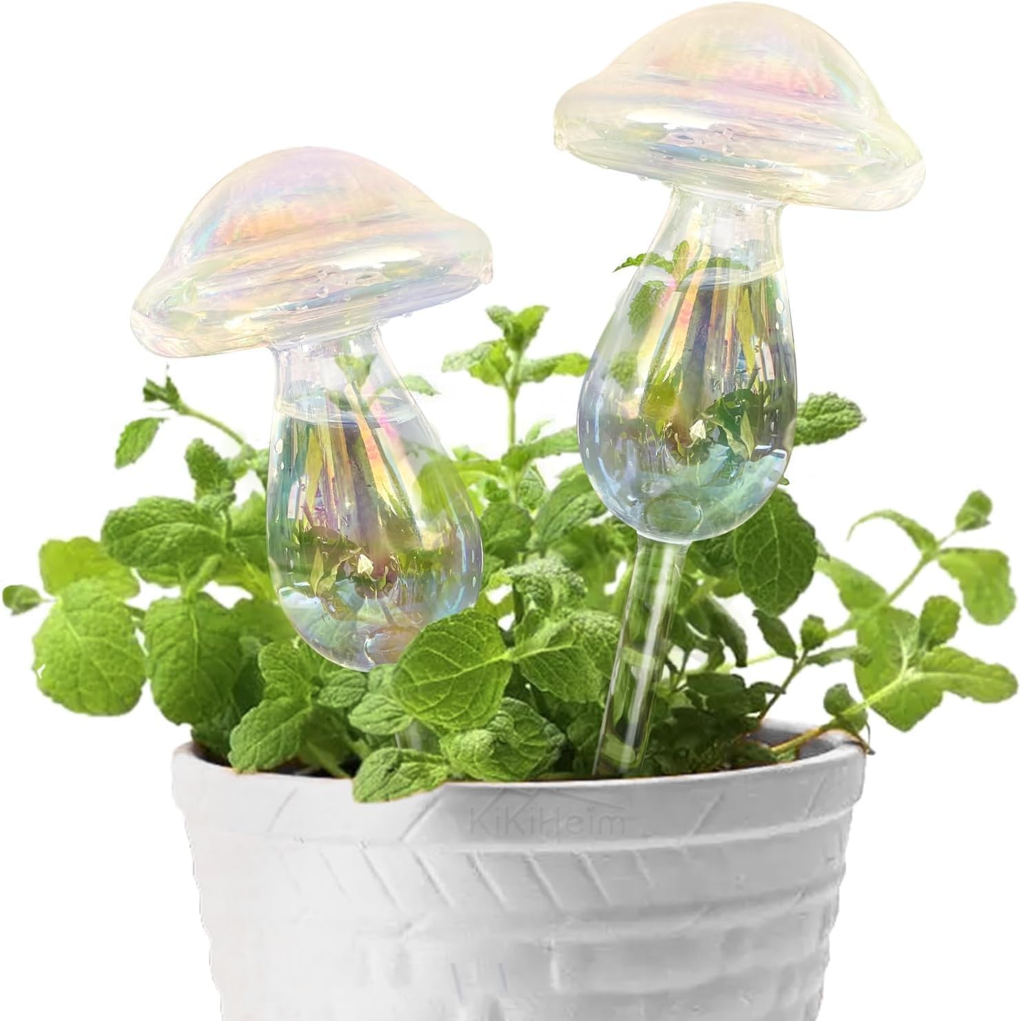 Colorful Plant Watering Globes for Gift, Mushroom Plant waterer, Self Watering Dripper,Plant Watering Spikes,Glass Watering Stake for Indoor/Outdoor Plants (2, Colorful A)
