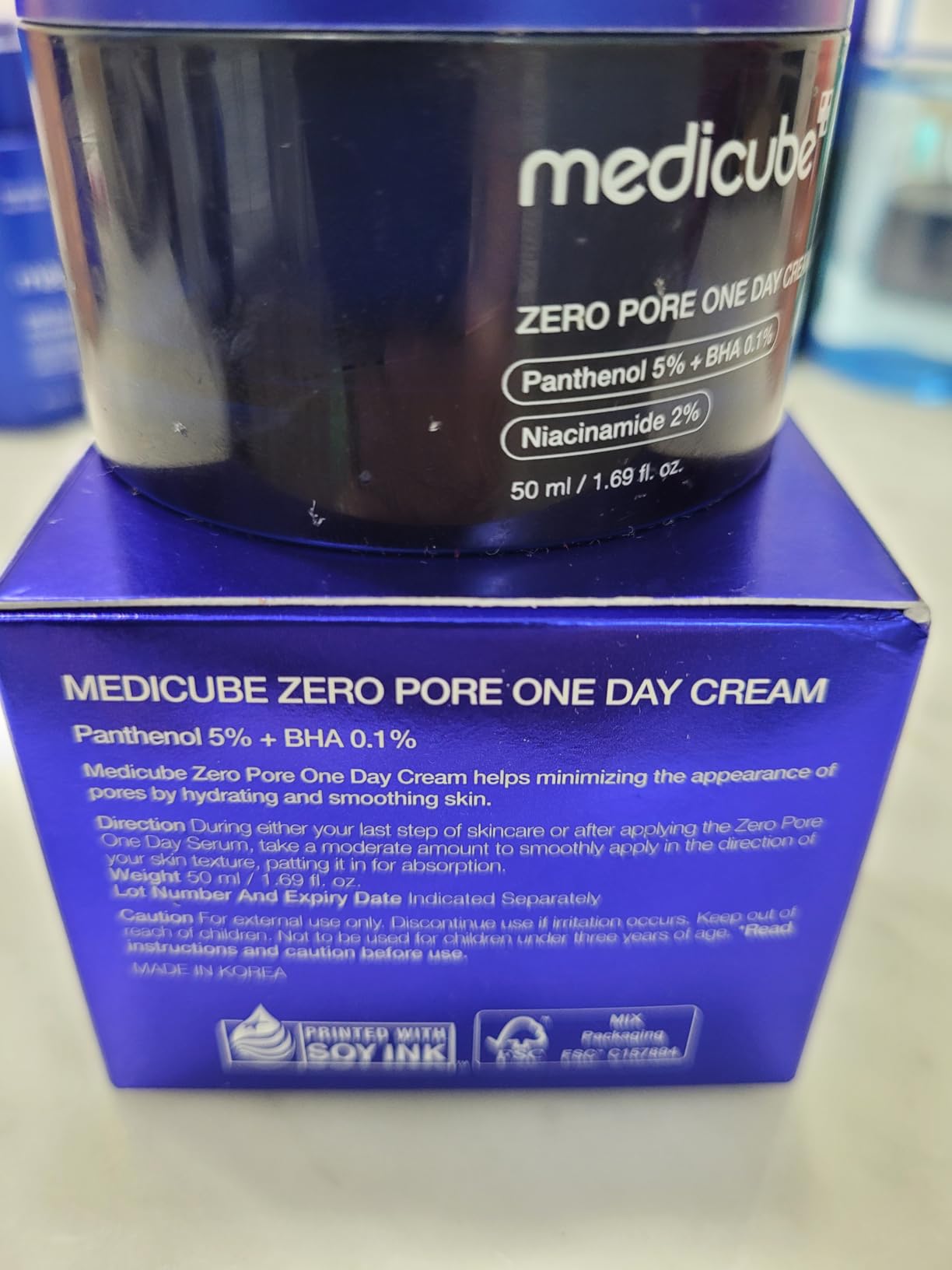 Medicube Zero Pore One-Day Cream 1.69 fl.oz - Visibly Smaller Pores, Controls Excess Oil - Pore Refining Cream with Panthenol, Salicylic Acid, and Niacinamide - Korean Skincare