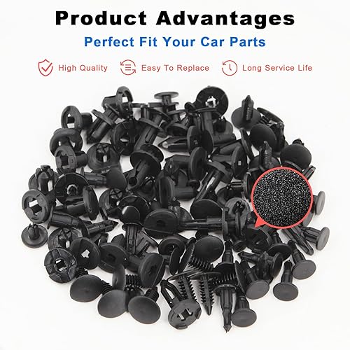 Miniatura 7 de 200 clips de parachoques automotriz, kit de repuesto de remache de nailon para GM Ford Toyota, Honda, Chrysler Nissan, con 30 bridas para cables
