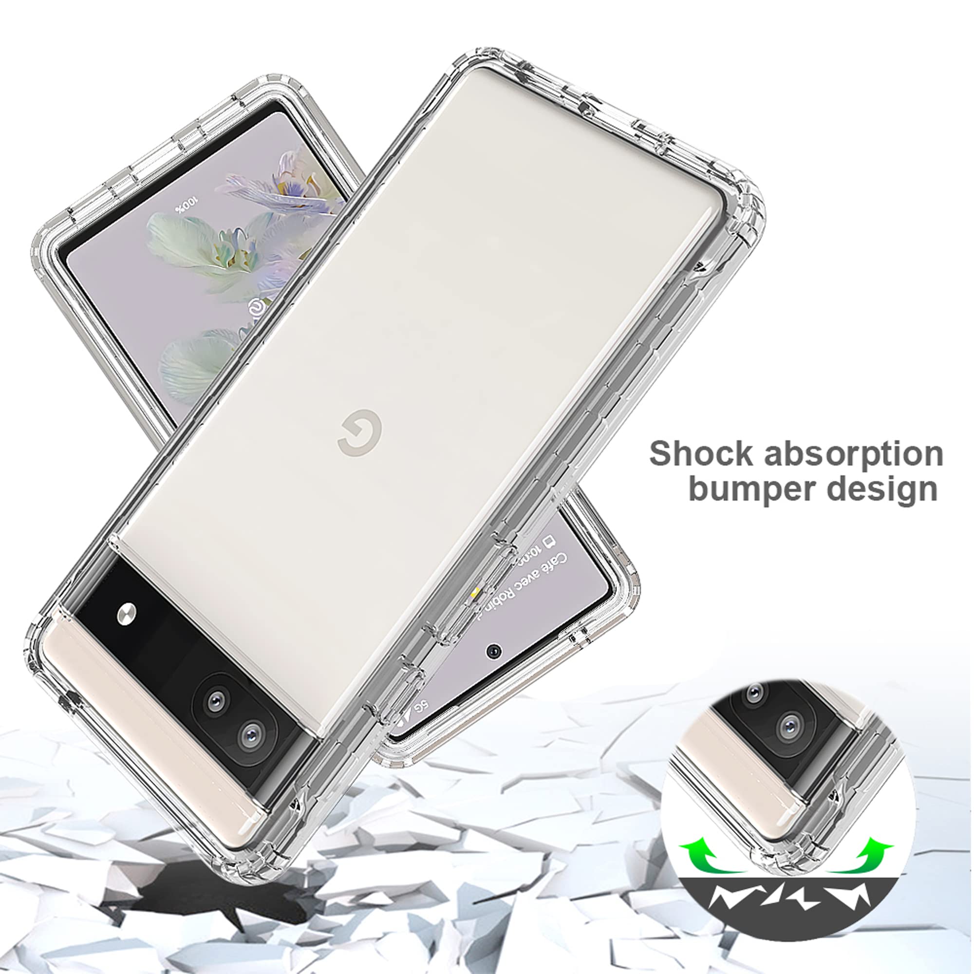 Transparente TPU-Hülle Für Google Pixel 6 – Stoßfest, Mit Displayschutz Und 360° Schutz – Kristallklar
