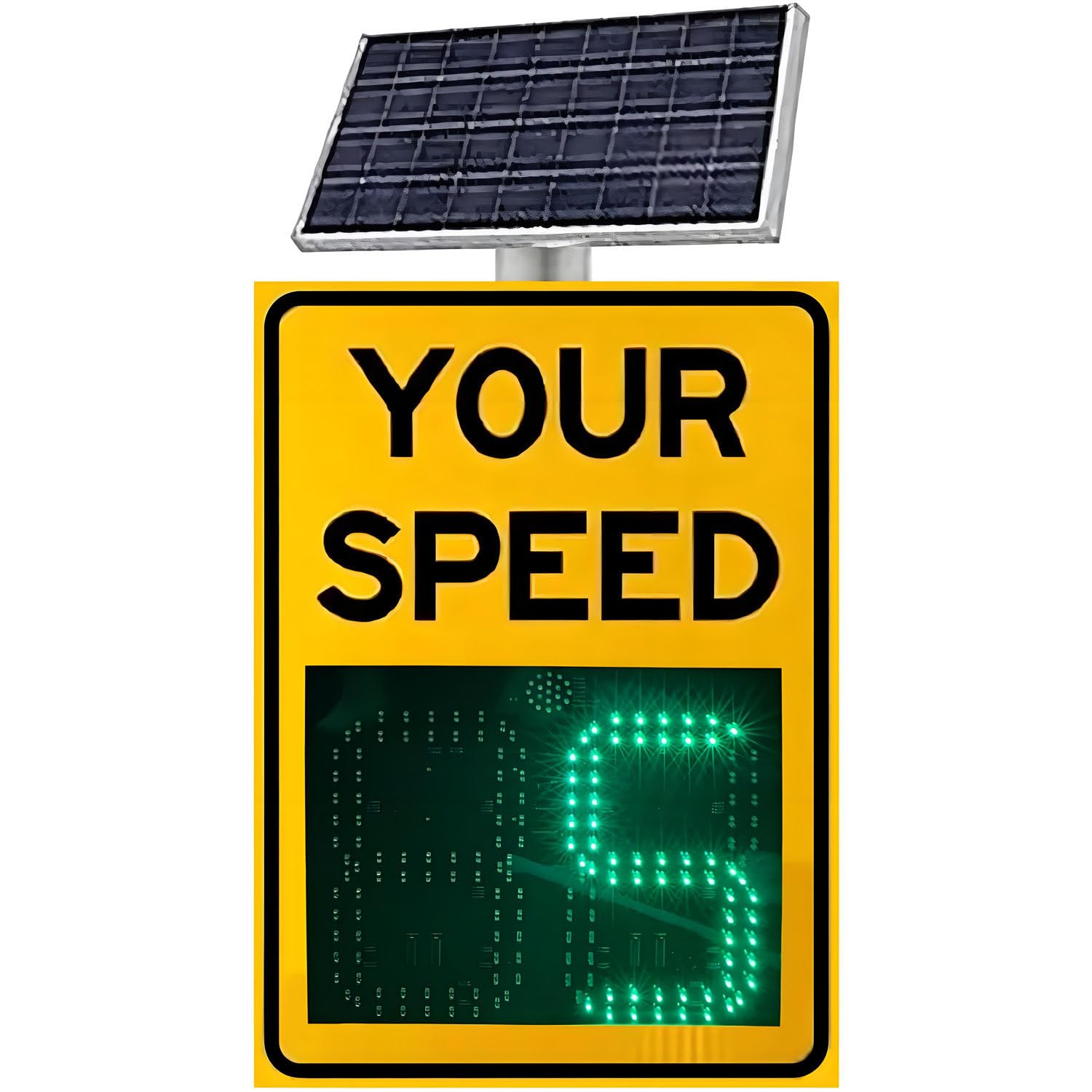 Señal de velocidad con radar solar, pantalla LED inalámbrica de 3 dígitos con control remoto, detector de velocidad digital para calles y vecindarios, amarillo (35″×24″)