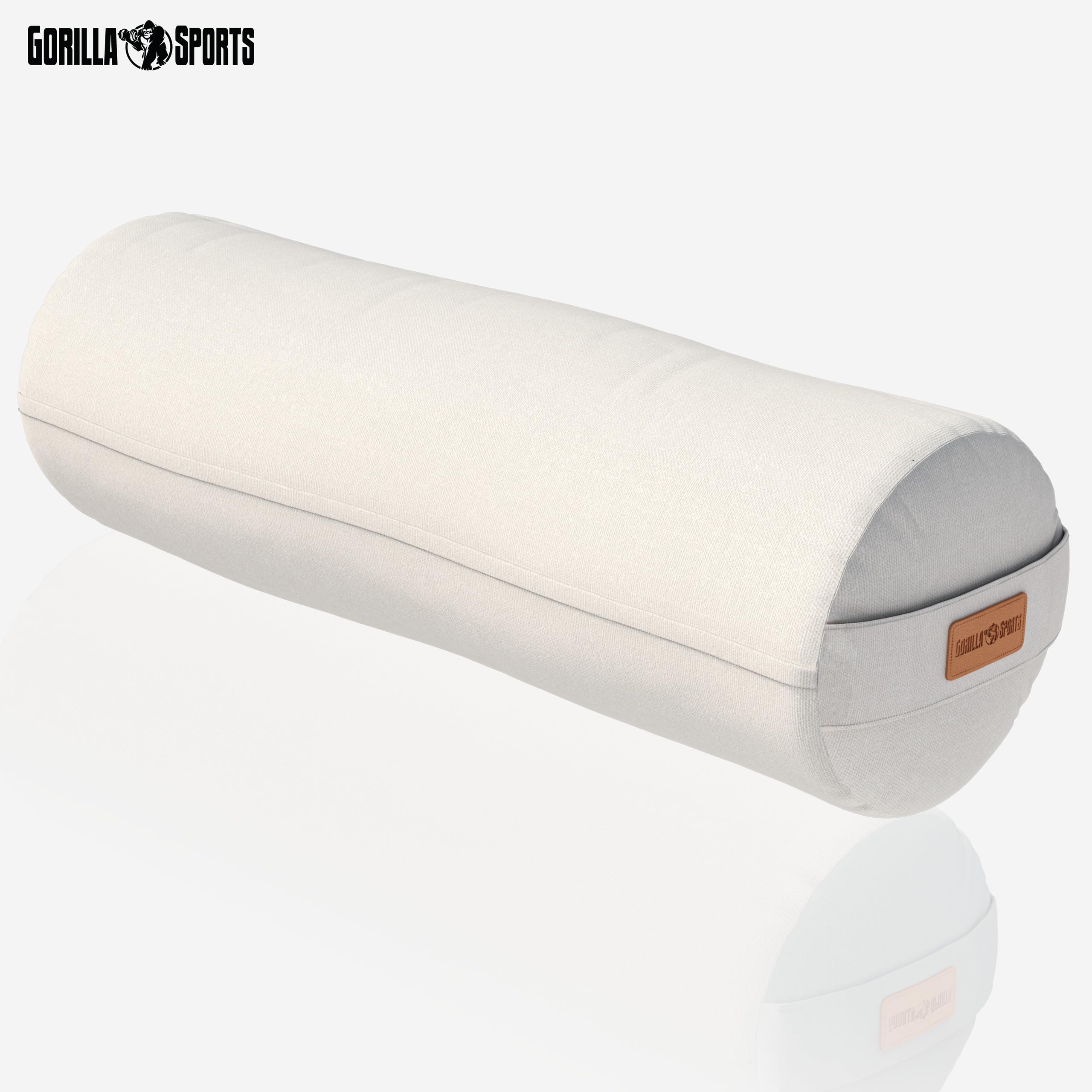GORILLA SPORTS® Yoga Bolster - Ø20 cm, Waschbarer Bezug, aus 100% Baumwolle, mit Dinkelfüllung, Tragegriff, Farbawhl - Yogarolle, Yogakissen, Yogabolster, Pilates, für Restorative Yoga