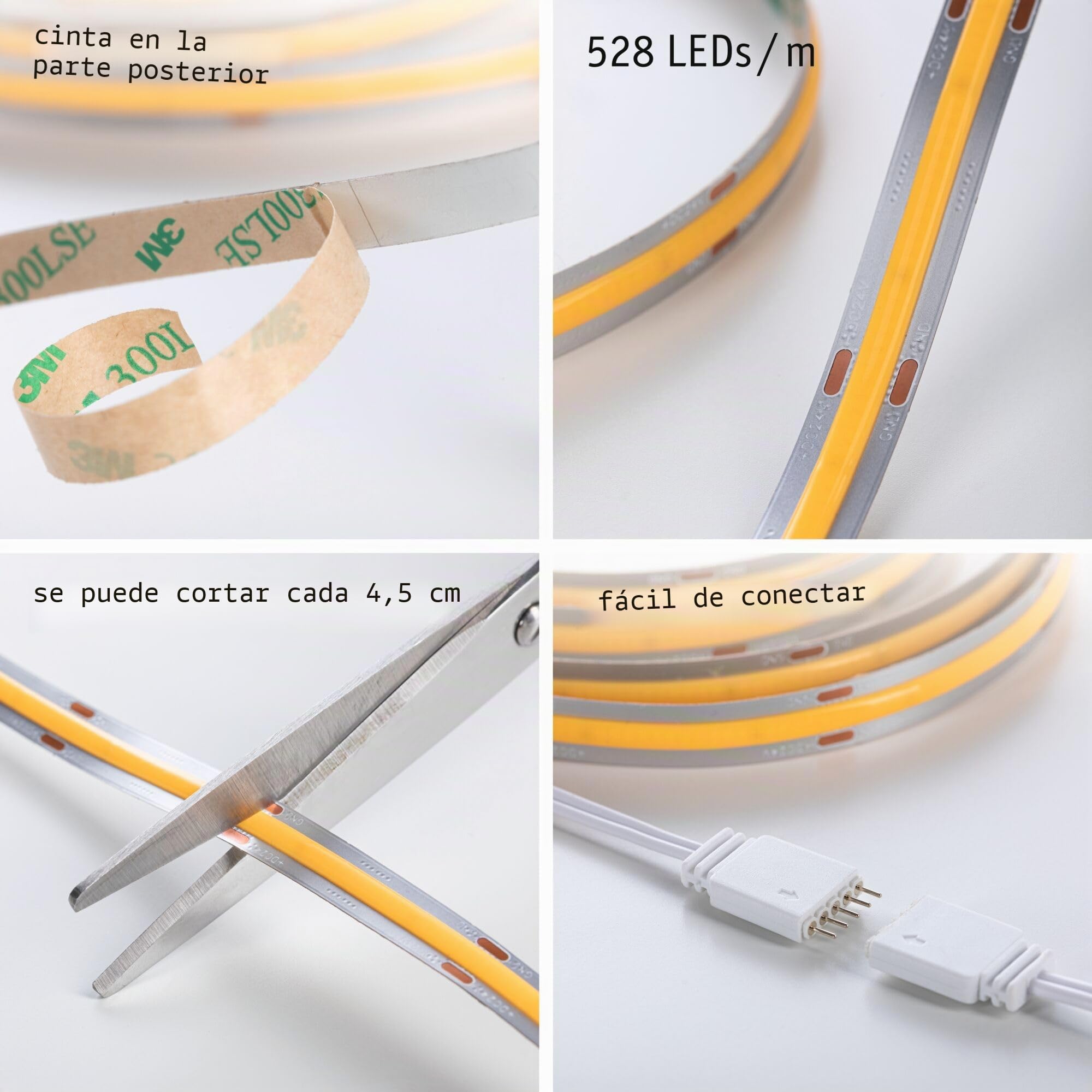Paulmann 71049 MaxLED 1000 Strip LED Full-Line COB juego completo 3m 36W 3240lm 528LED/m 2700K 50VA regulable, plateado, plástico