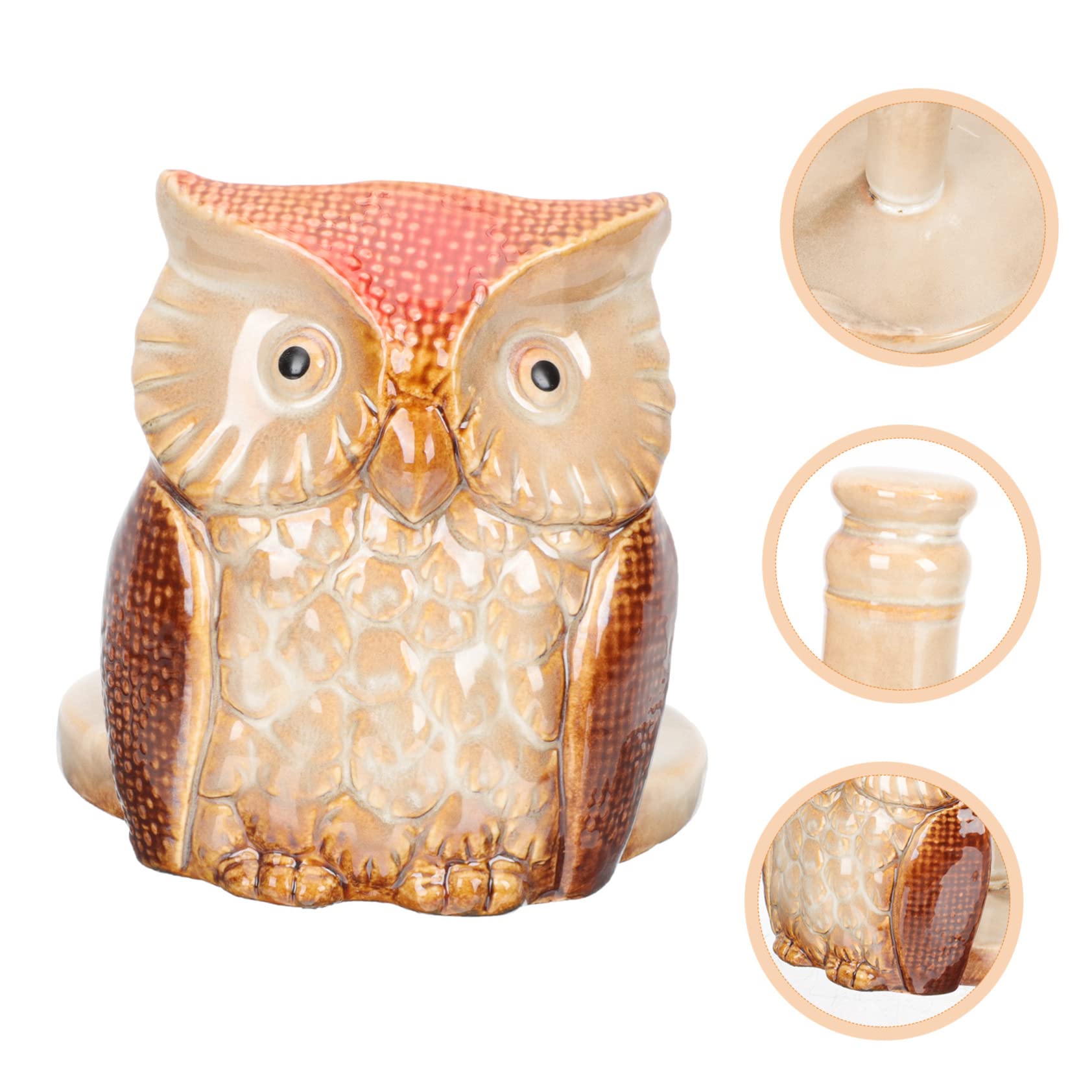 Portarotolo Organizza Rotolo Evitando Cadute Carta Igienica in Ceramica a Forma di Gufo Rosso Supporto Stabile e Creativo per Cucina e Bagno