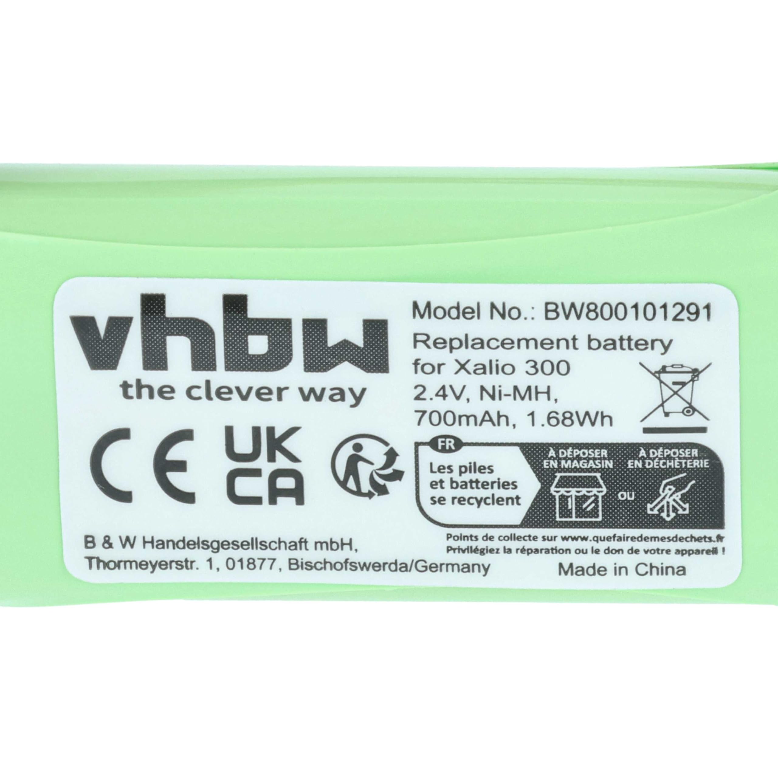 vhbw NiMH akumulator 600 mAh (2,4 V) do bezprzewodowego telefonu stacjonarnego Philips Xalio 300, 300 DECT jak 2HR-AAAU, H-AAA600X2, H-AAA500X2.