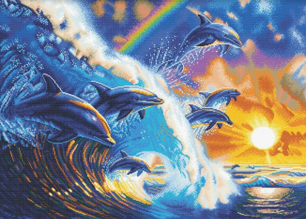 Craft Buddy Crystal Art CAK-A103XL Dolphin Waves, 90x65cm Crystal Art Kit
