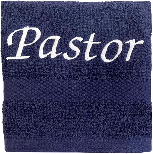 Liberty21 Pastor bordado, toalla del clero. 13 x 13 pulgadas. Regalos de agradecimiento para pastores para hombres y mujeres. Fe cristiana. Regalos