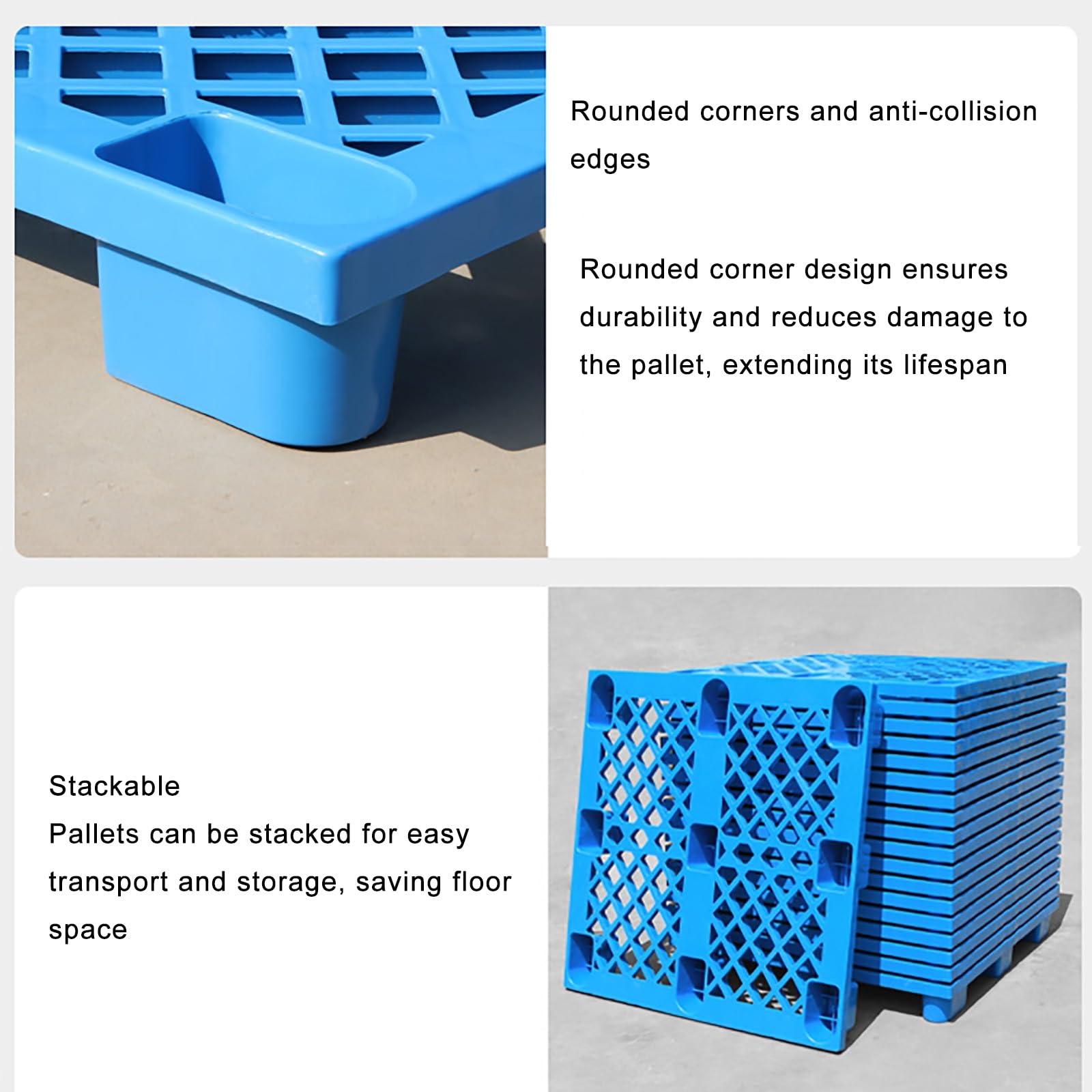 Palettes emboîtables en plastique polyéthylène – Solution de stockage de sol résistante à l'humidité pour sous-sol et cuisine – Palettes vertes épissables pour une niisation efficace