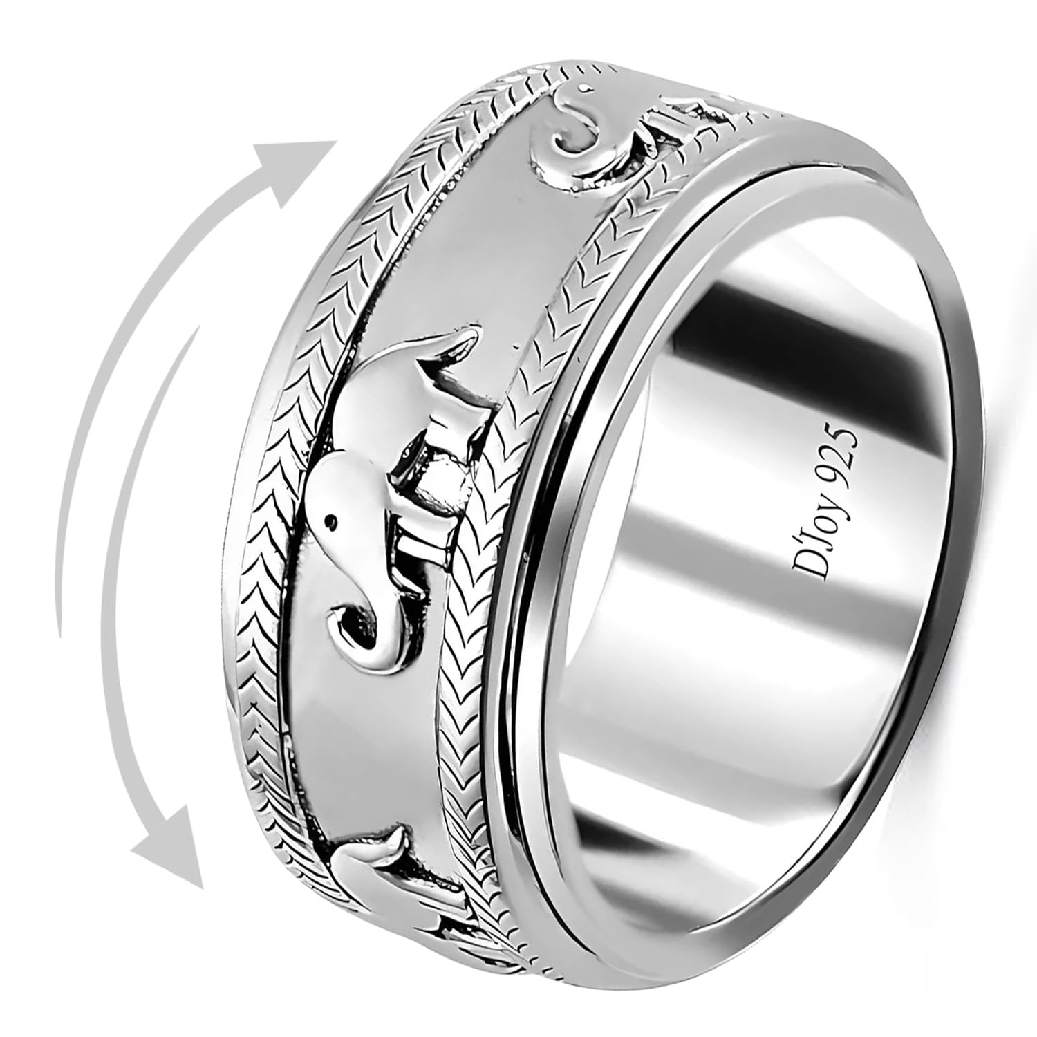 Fidget Ring Women 925 Sterling Silver Rings for Women - Moon Star Anxiety Rings for Women Platinum Plated - Spinner Ring Stress Relief Wedding Band Jewelry Christmas Gifts