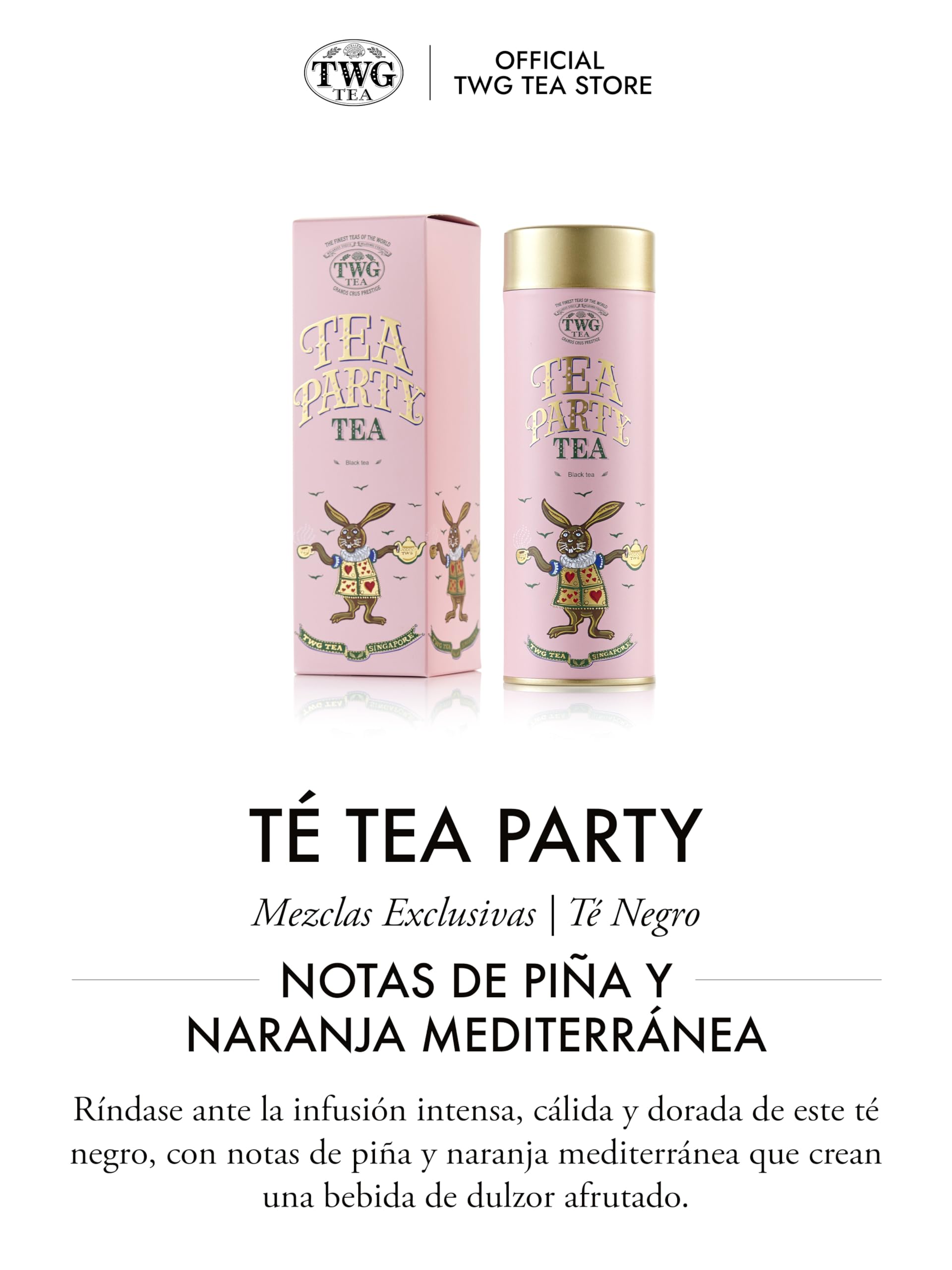 TWG Tea | Tea Party Té | Té Negro | Caléndula y Frutas Tropicales | Lata Alta Costura, 100G | Caja de Regalo Originales