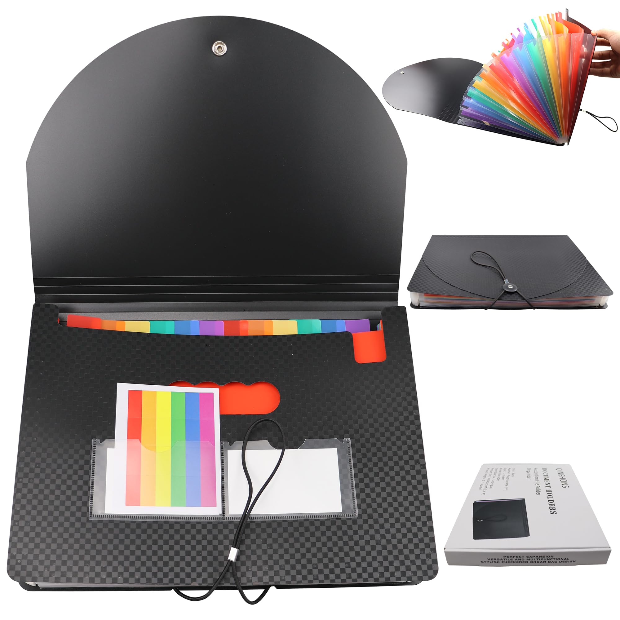 Carpeta expandible de 12 bolsillos, organizador de acordeón profesional y etiquetas resistentes, espaciosos compartimentos A4 para documentos, recibos, papeles, ideal para oficina, hogar,