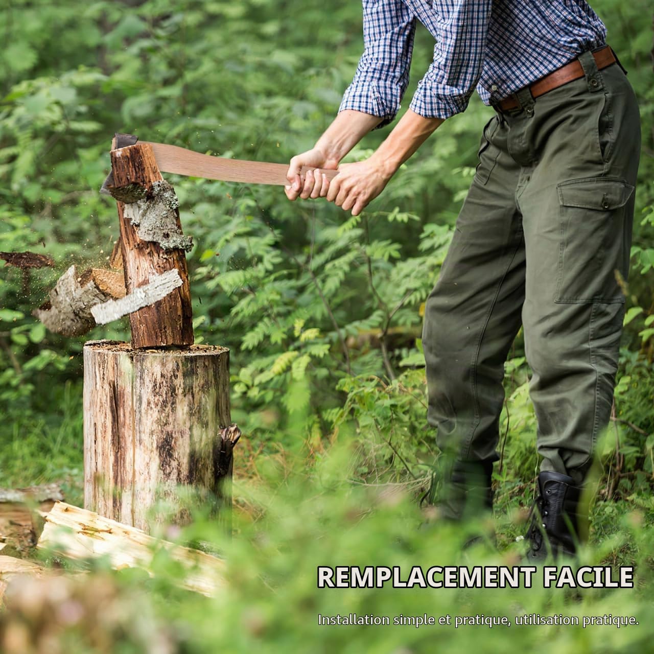 VILLCASE Poignée en Bois pour Hachette 40 cm – Prise Ergonomique et Antidérapante pour une Meilleure Stabilité et Sécurité – for Jardinage, Aménagement Paysager, Travaux Extérieurs