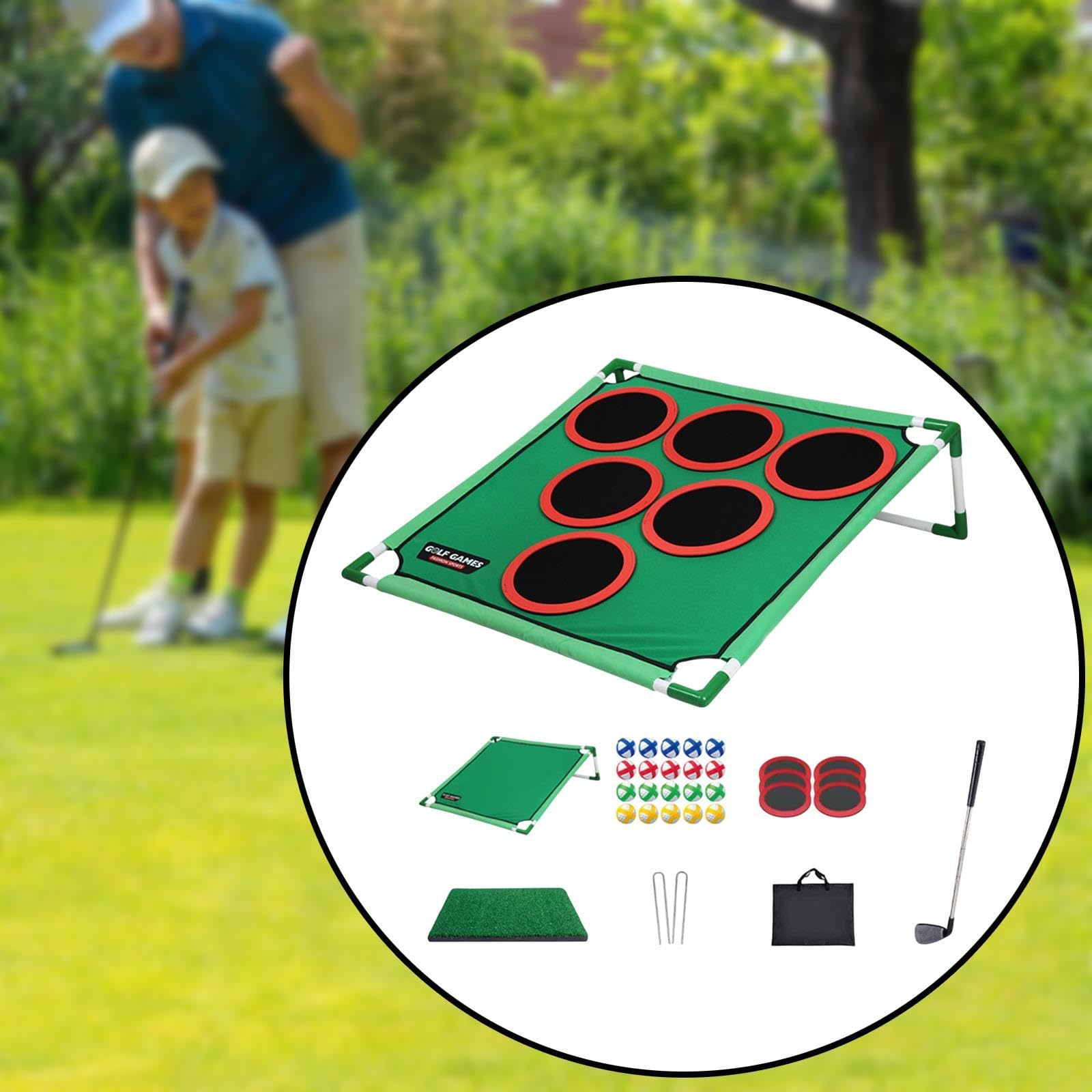 Sharplace Golf Pong Set Golf Putter Green Mat Indoor Outdoor Chipping Practice Game for Kids Party Birthday