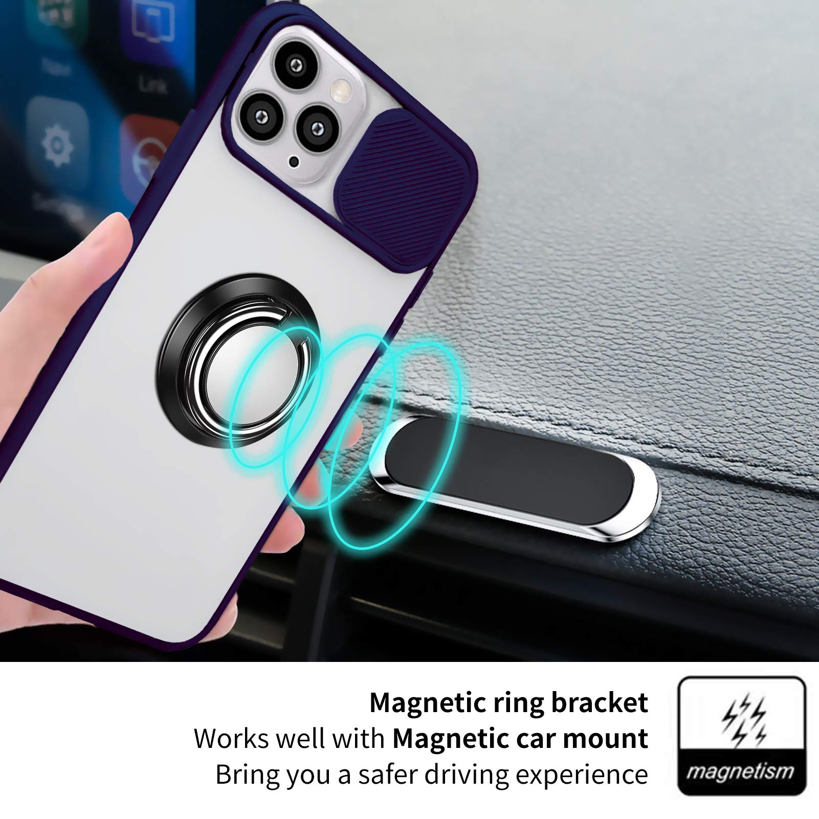 Bakicey Custodia Per IPhone 11 Con Supporto Anello A 360° E Magnete – Morbida Silicone Nero Con Bordo Dorato, Antiurto, Compatibile Con Supporto Magnetico Auto - 2