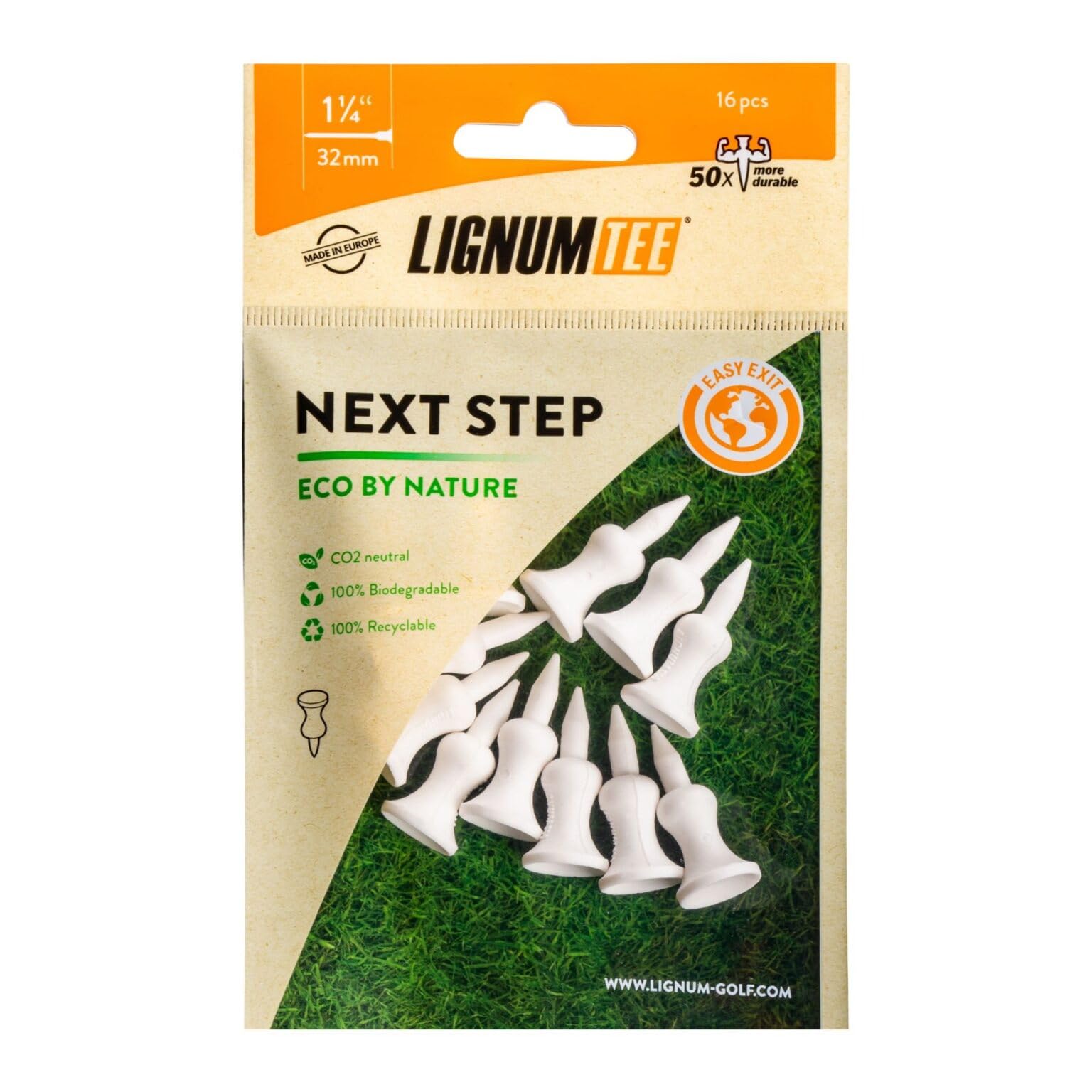 LIGNUM 32MM NXT Step Ecoline Tees 12PK Biodegradable Golf Tee