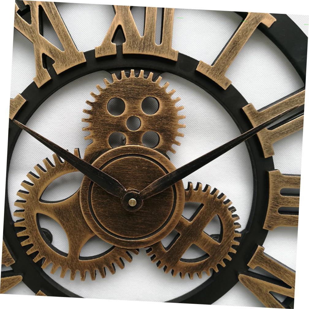 Alipis Reloj de Pared Creativo Engranajes Móviles de Estilo Industrial y Moderno, Material Metal y Madera, Adecuado para Sala de Estar u Oficina