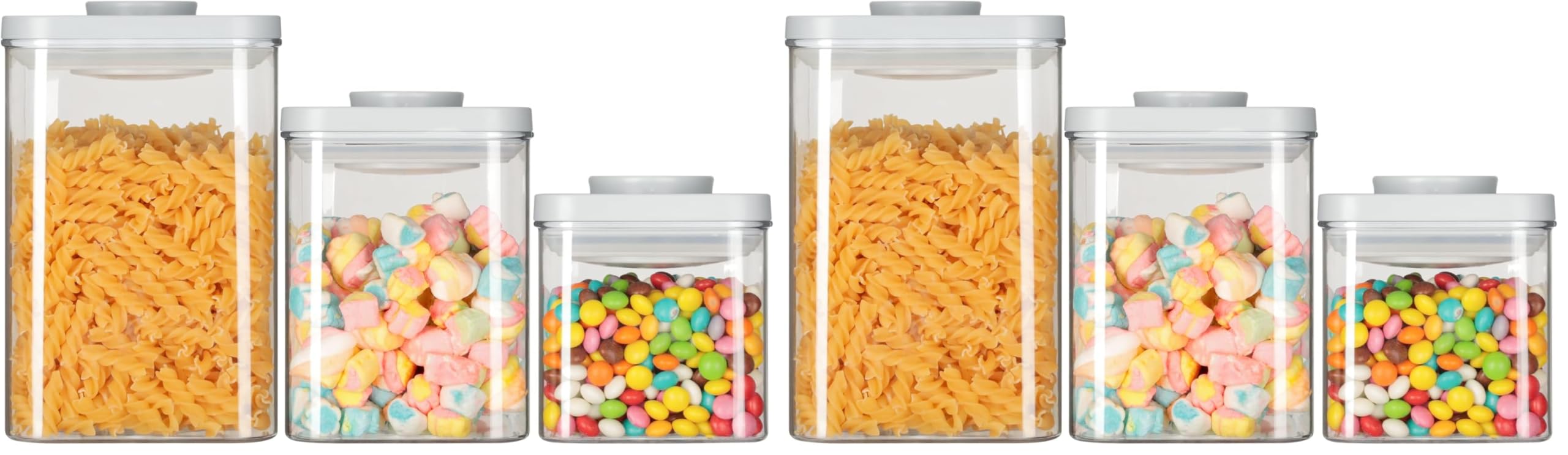 VINATO Botes Cocina Almacenaje 3 Piezas, 600/1250/2280ml Recipientes Herméticos para Alimentos Botes Hermeticos Cocina para Cereales Harina (Paquete de 2)