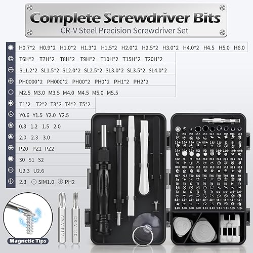 Miniatura 3 de Juego de destornilladores de precisión, destornillador electrónico con 101 puntas de destornillador magnético, kit de herramientas de reparación de
