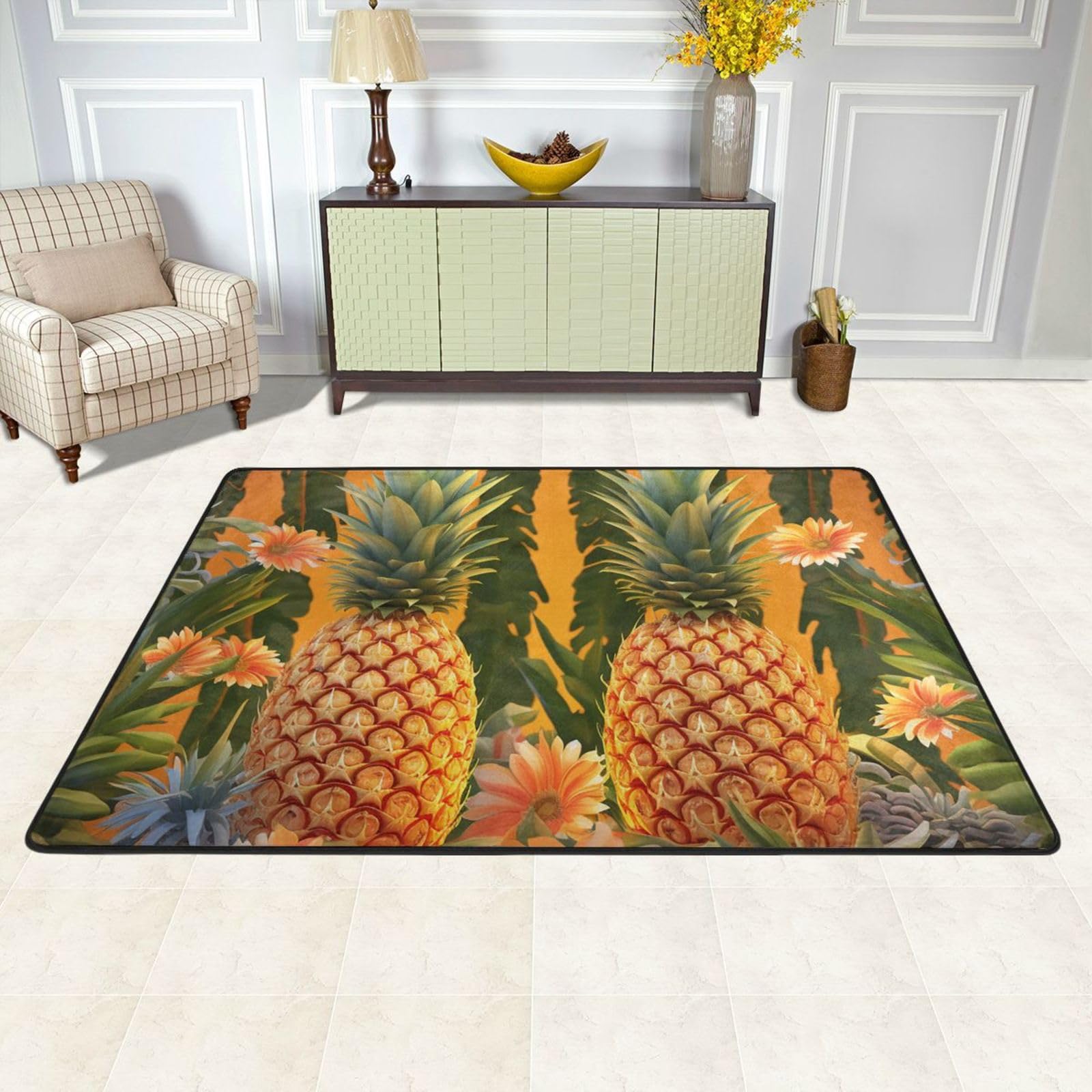 Tapis de sol ananas pour la buanderie et la cuisine grand tapis doux intérieur