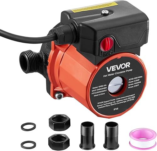 VEVOR Bomba de recirculación de agua caliente, 10 GPM, sistema de bomba de circulación instantánea, control de 3 velocidades, 0.13 HP, 110-120V, NPT