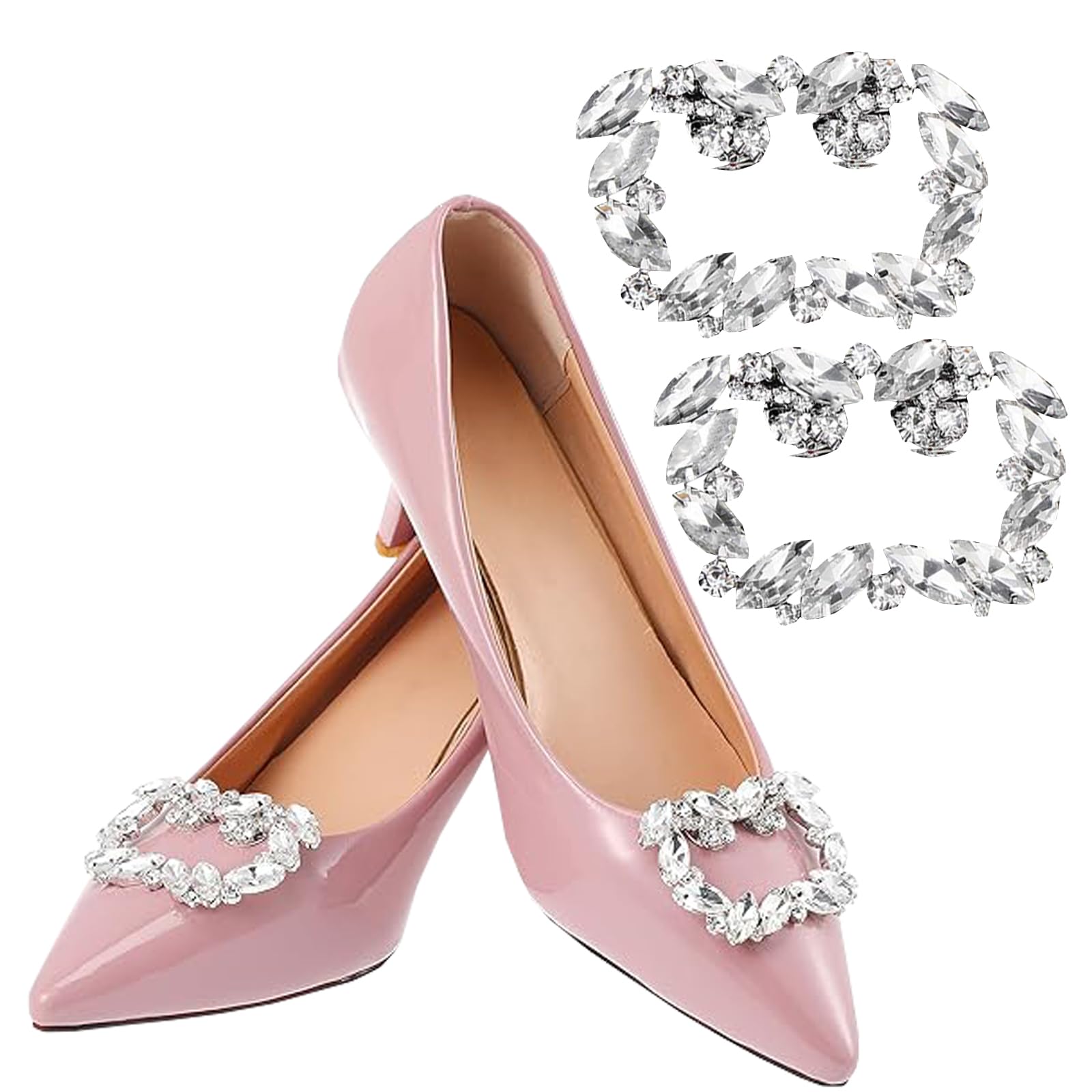 NiceYnn 2pcs Decoration Removable Shoe Buckle, Charms Rhinestone Crystal